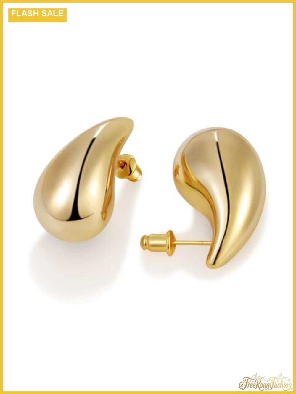 14K Gold Plated Teardrop Drop Earrings Sterling Silver Post
